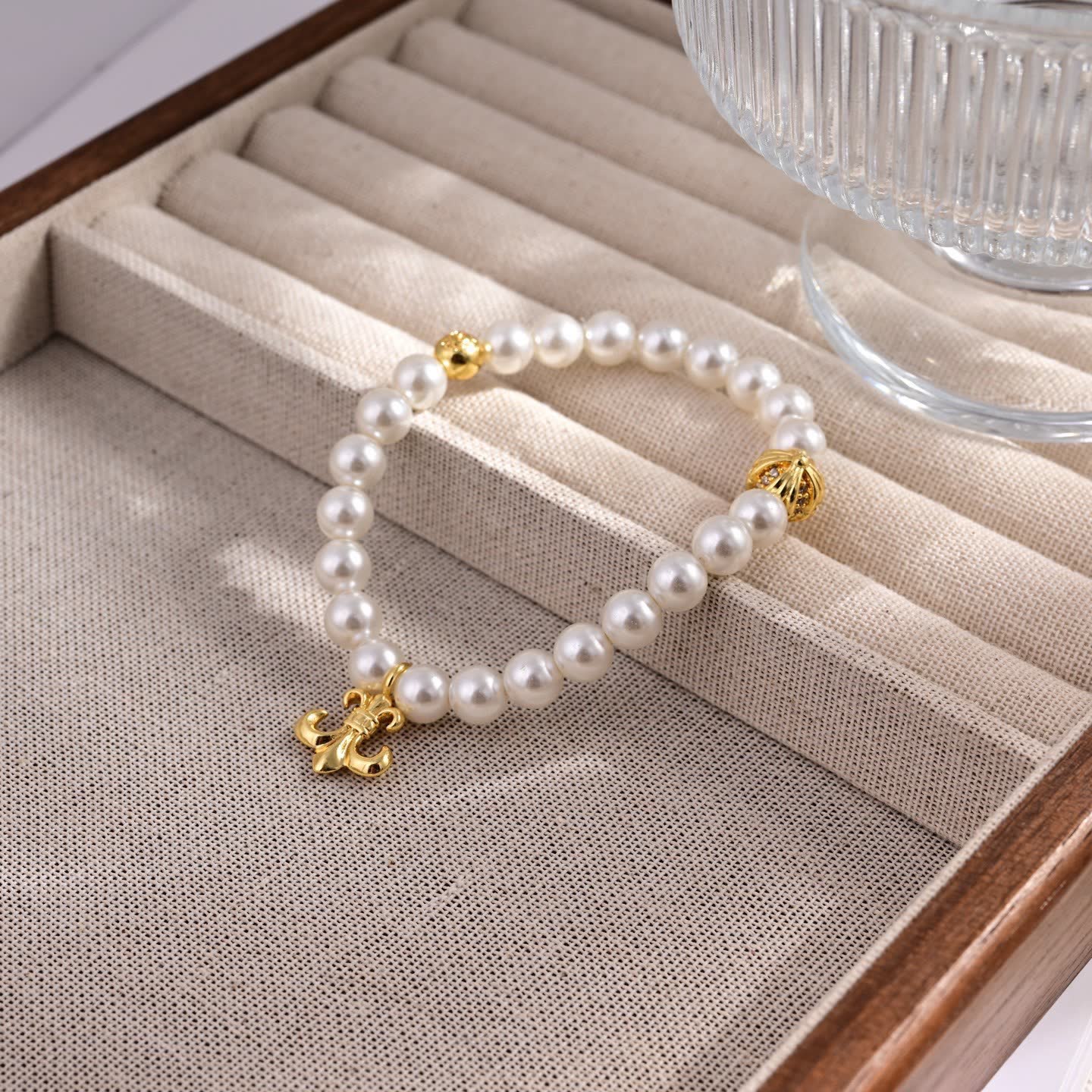 Chrome Hearts Elegant Pearl Bracelets with Gold and Silver Charms